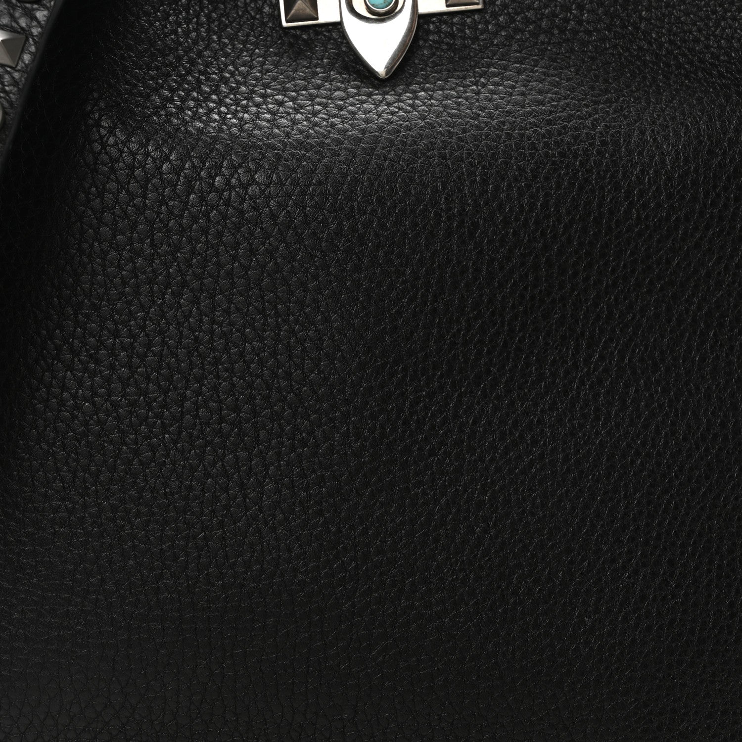 Valentino Garavani Grained Calfskin Turquoise Small Rockstud Rolling Flip-Lock Messenger Black 7 of 9