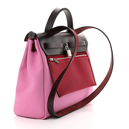 Hermes Toile Officier Vache Hunter Verso Herbag Zip Retourne PM 31 Bubblegum Rubis Rouge Sellier 4 of 12