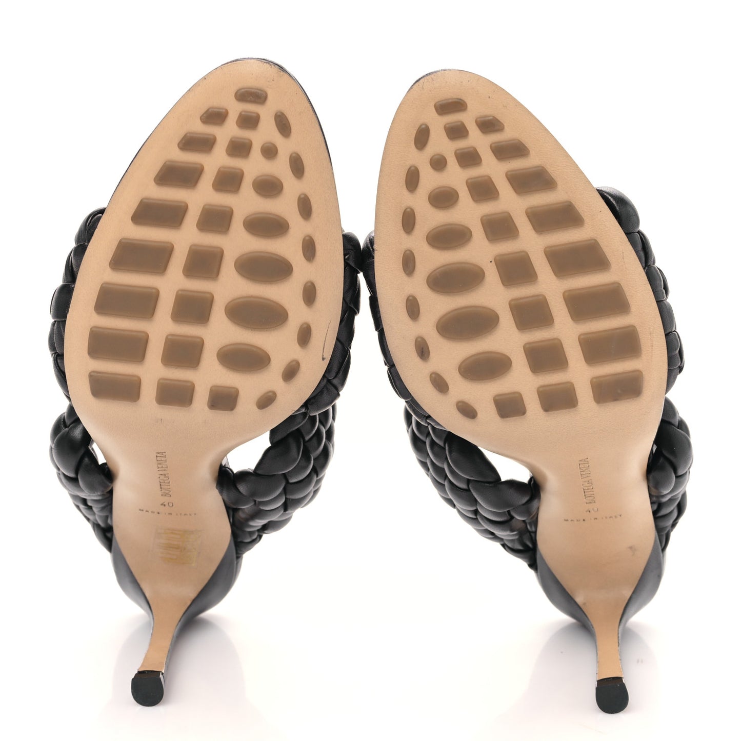Nappa Twisted Padded Intrecciato Curve Slide Sandals 40 Black