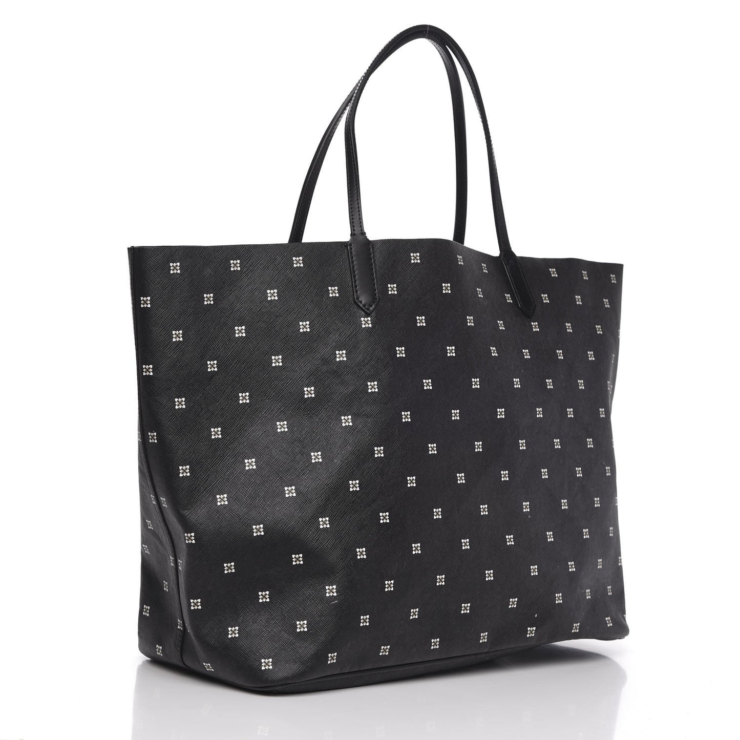 Textured Coated Canvas Mini Lilies Print Large Antigona Tote Black