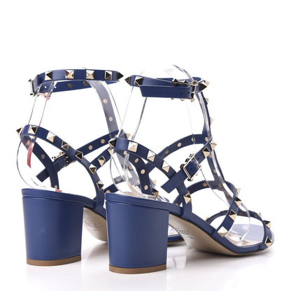 Valentino Garavani Calfskin Rockstud 60mm City Sandals 38 Blue 4 of 8