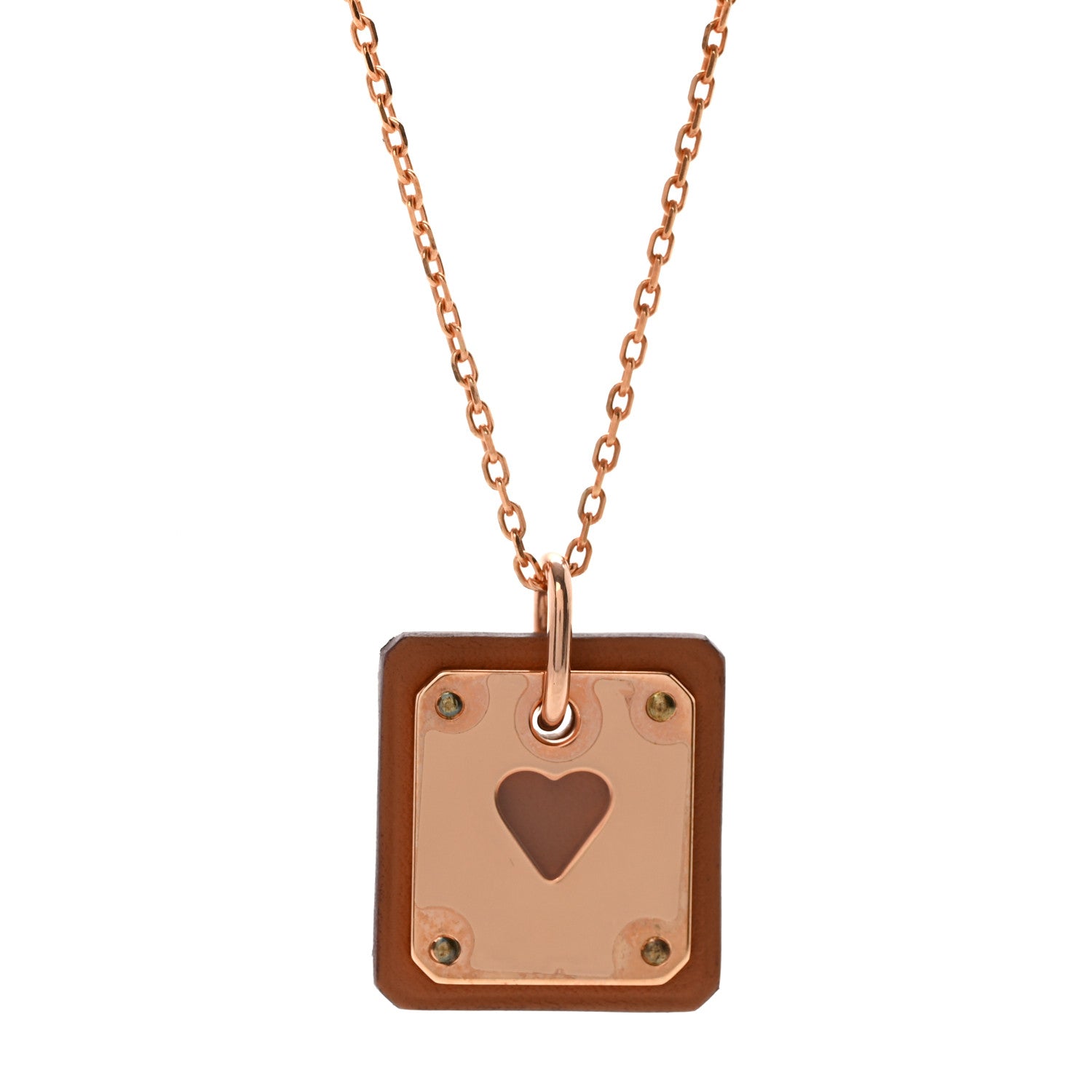 Hermes Rose Gold Plated Swift As De Coeur Necklace Gold 4 of 6