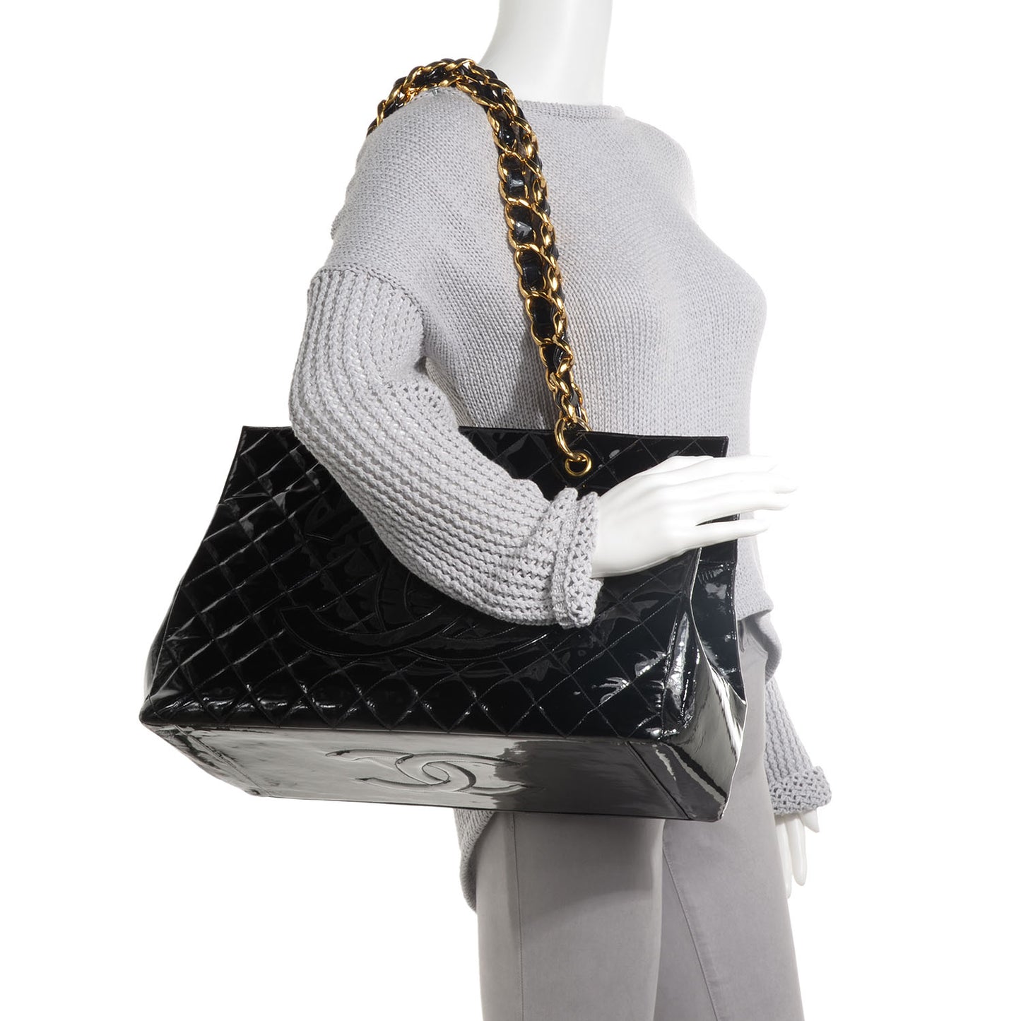 Patent XL Shopping Tote Black