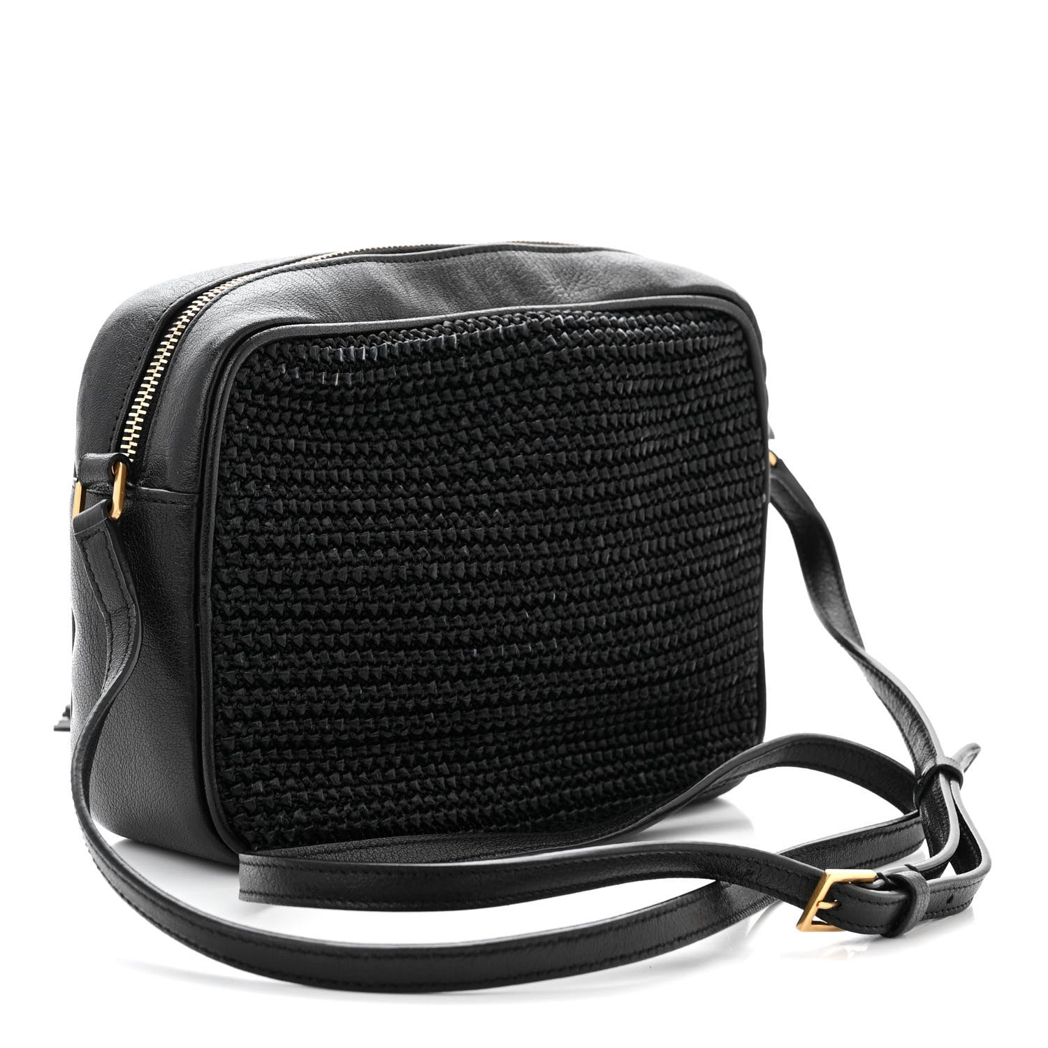 Saint Laurent Raffia Canvas Monogram Lou Camera Bag Black 3 of 11