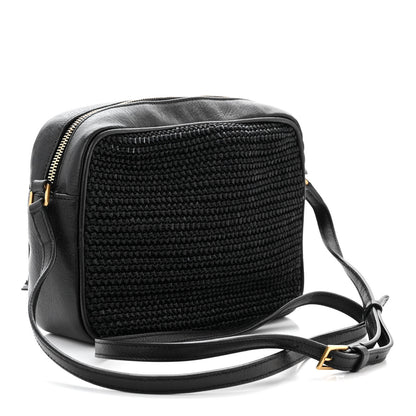 Saint Laurent Raffia Canvas Monogram Lou Camera Bag Black 3 of 11