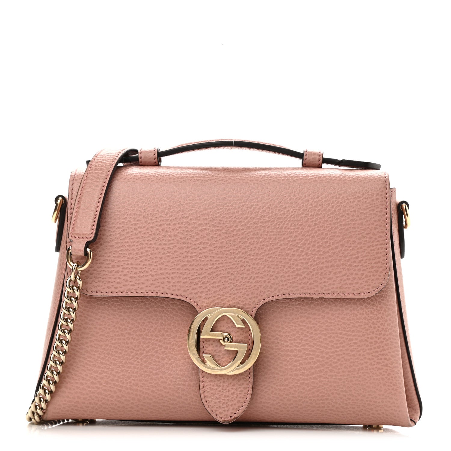 Gucci Dollar Calfskin Interlocking G Top Handle Shoulder Bag Soft Pink 1 of 9