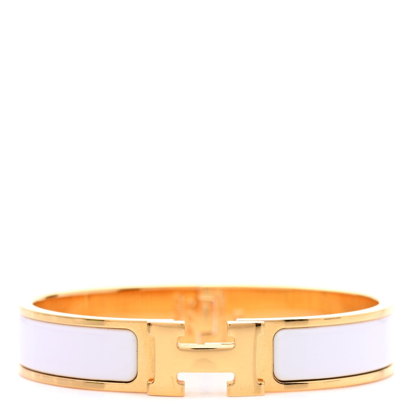Enamel Narrow Clic Clac H Bracelet PM White