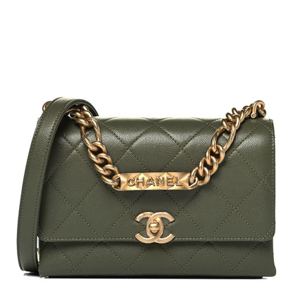 Chanel Caviar Quilted Mini Bracelet On Chain Flap Green 1 of 9