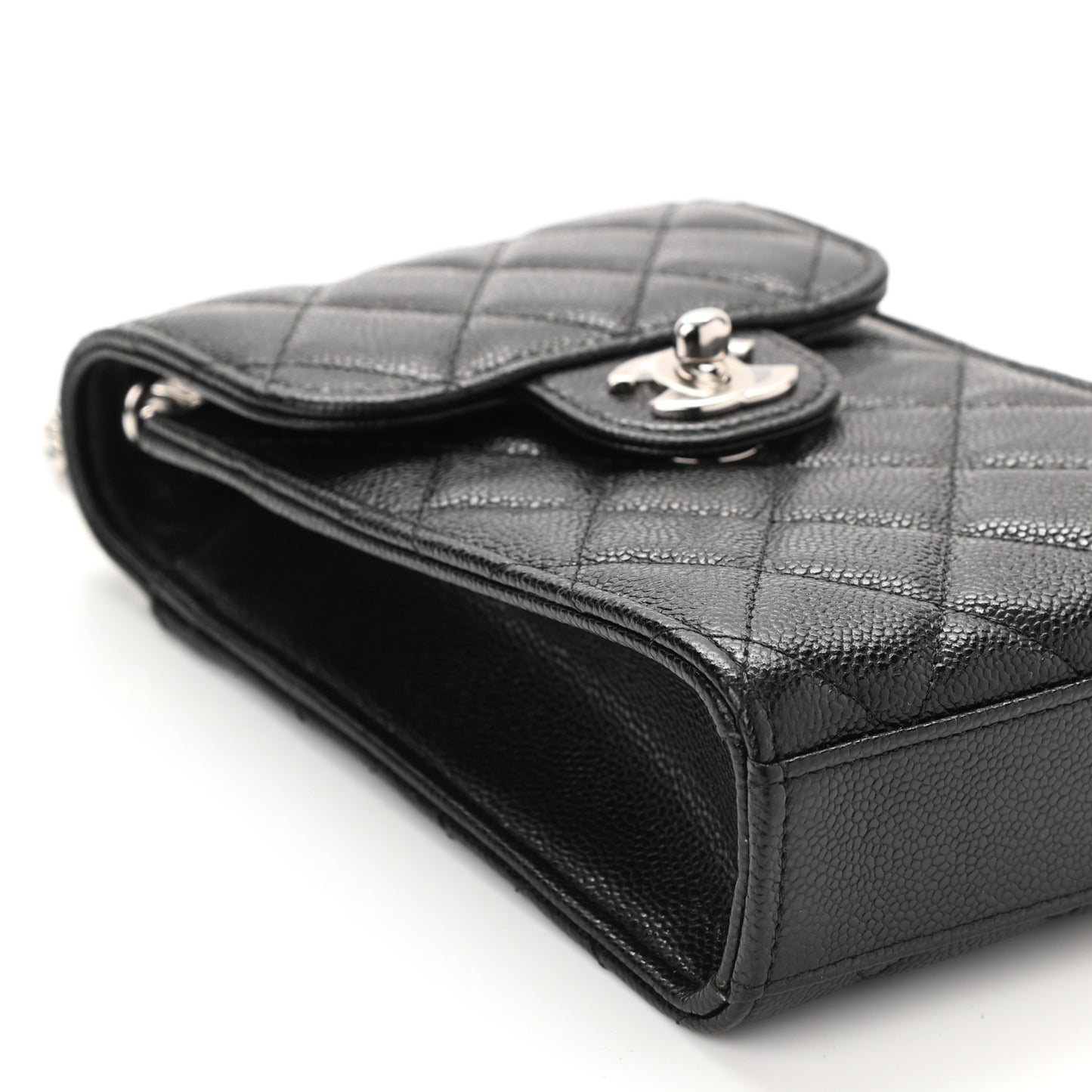 Caviar Quilted Classic Phone Holder Black