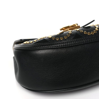 Chloe Calfskin Suede Studded Drew Shoulder Bag Black 7 of 8