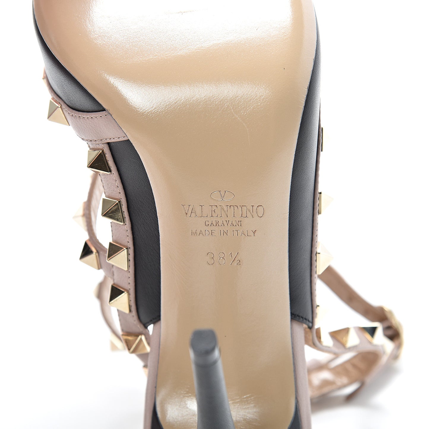 Nappa Rockstud Ankle Strap Pumps 38.5 Black Poudre