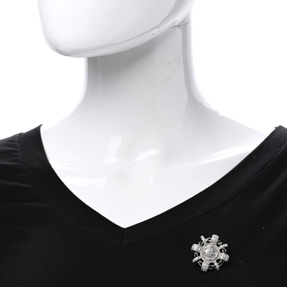 Chanel Lambskin Pearl Crystal CC Brooch Black Silver 2 of 4