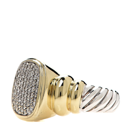 David Yurman Sterling Silver 18K Yellow Gold Diamond Noblesse Ring 52 6 2 of 7