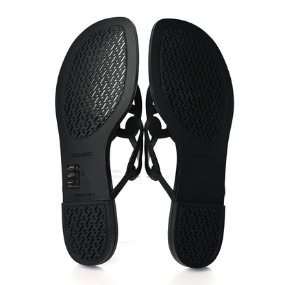 Hermes Rubber Womens Egerie Sandals 40 Black 5 of 8