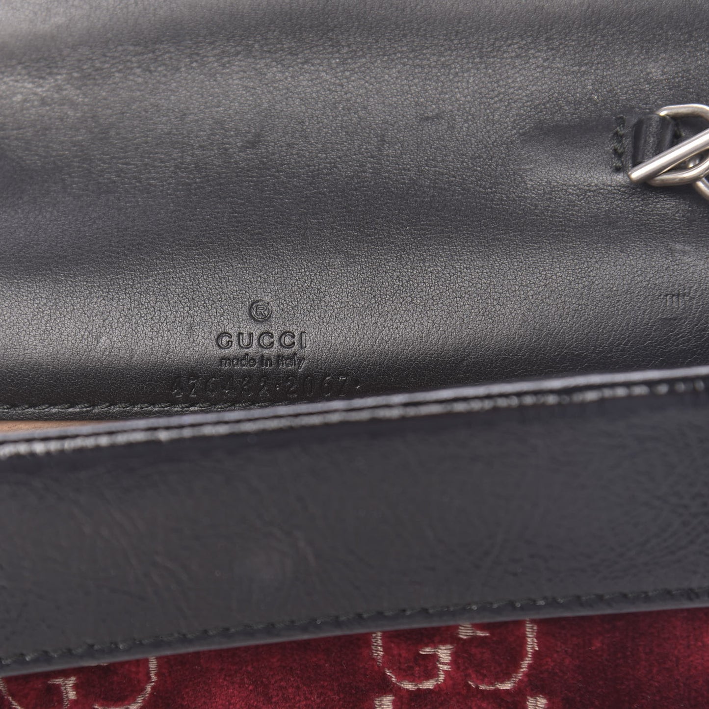 Velvet GG Monogram Super Mini Dionysus Shoulder Bag Red Cipria Black
