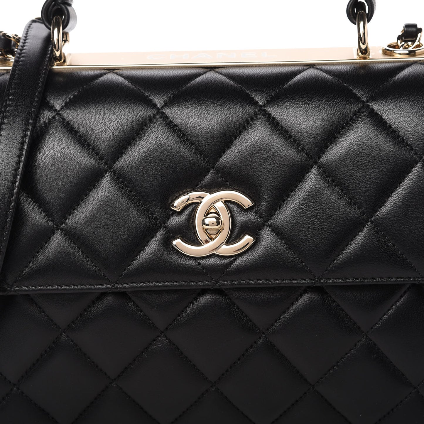 Lambskin Quilted Small Trendy CC Dual Handle Flap Bag Black