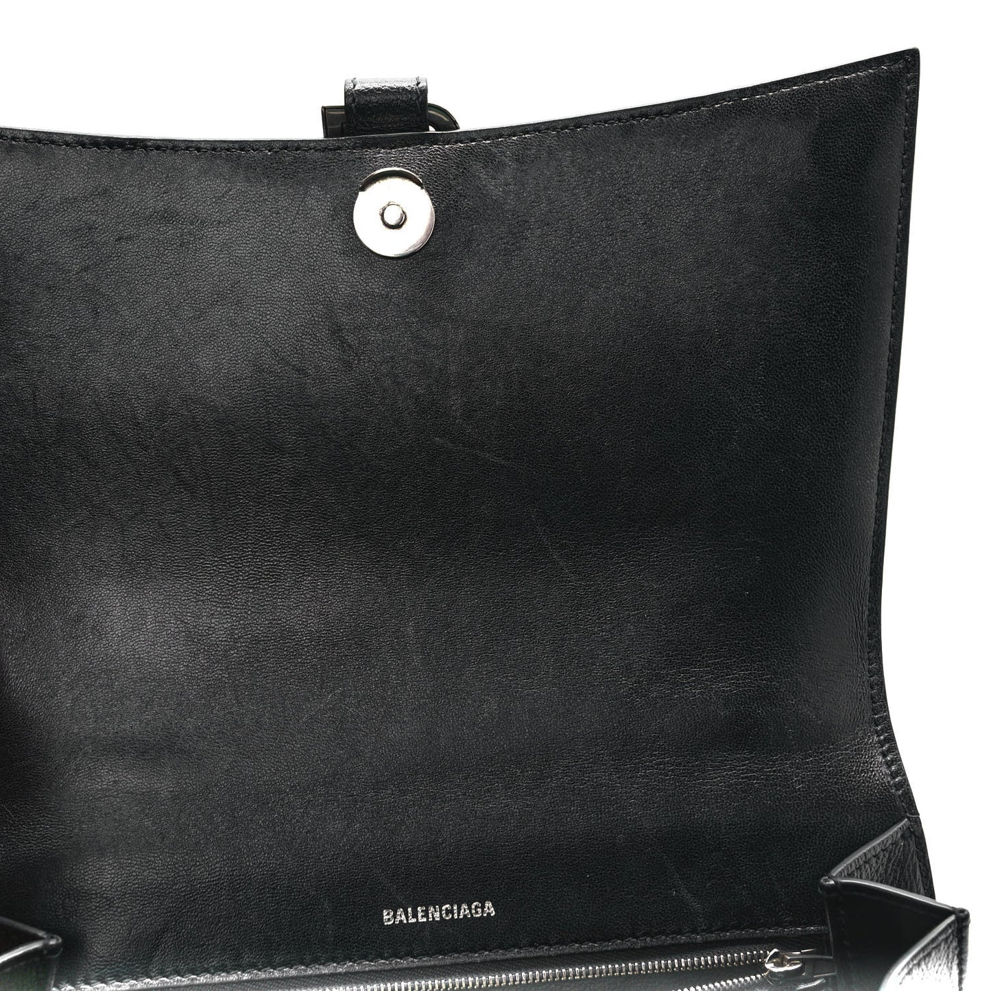 Grained Calfskin Medium Hourglass Top Handle Bag Black