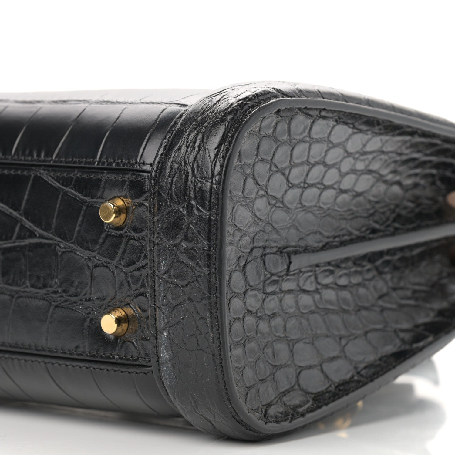 Alexander McQueen Calfskin Crocodile Embossed Small Heroine 30 Black 10 of 12