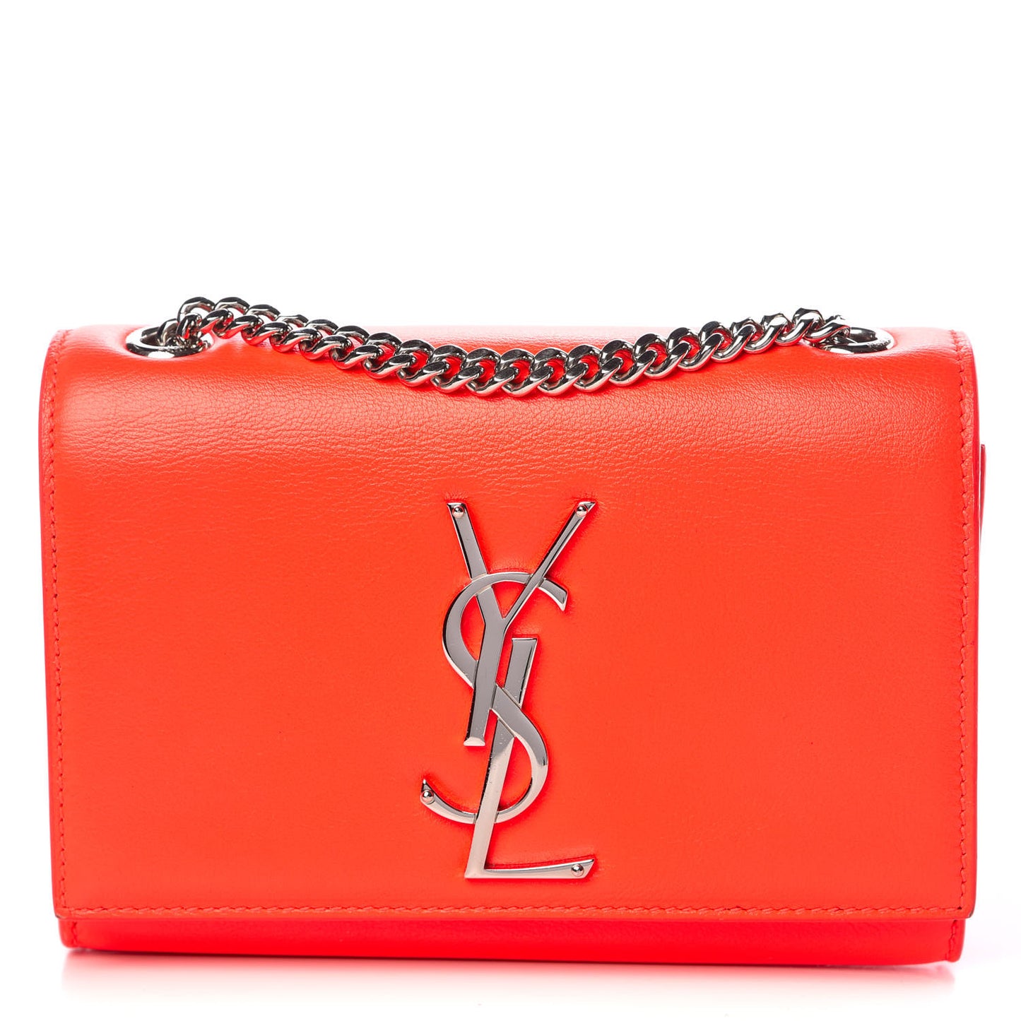 Smooth Calfskin Monogram Small Kate Satchel Neon Orange
