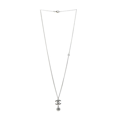 Chanel Crystal CC Ball Pendant Necklace Silver 3 of 6