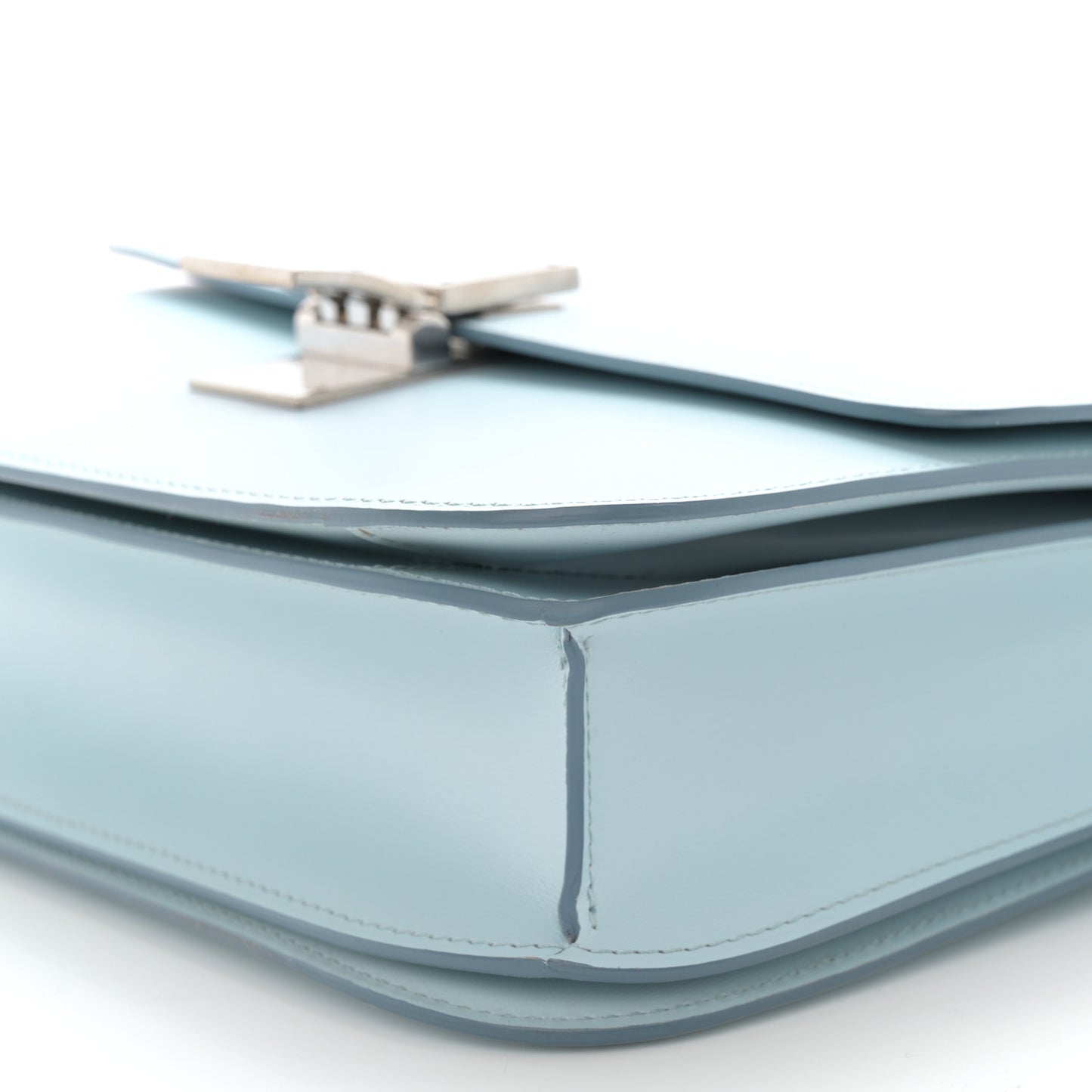Box Calfskin Medium Classic Box Flap Bag Pale Blue
