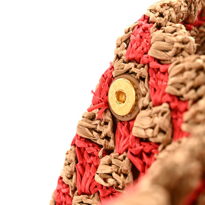 Prada Raffia Crochet Bi-Color Small Tote Naturale Rosso 11 of 13