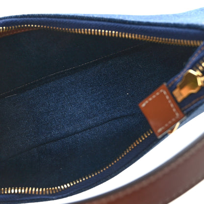 Celine Denim Ava Shoulder Bag Navy Tan 5 of 9