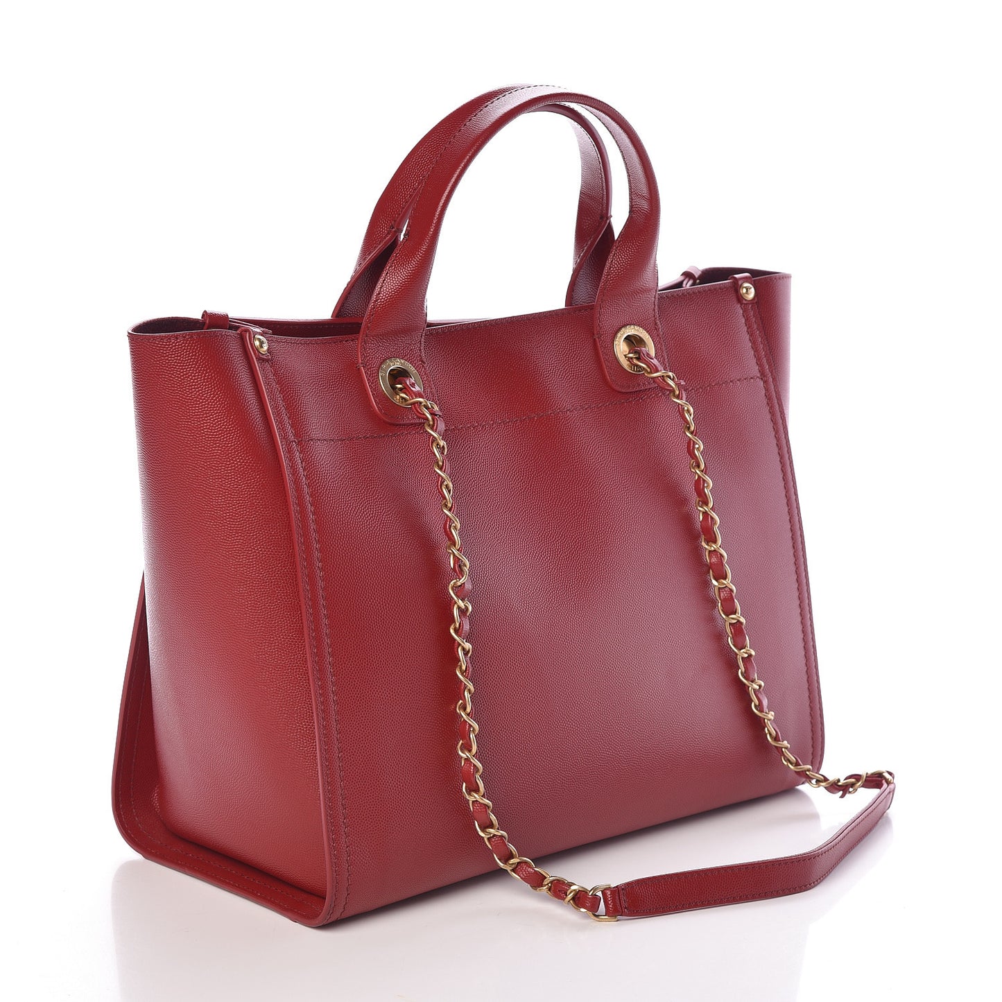 Caviar Small Studded Deauville Tote Red