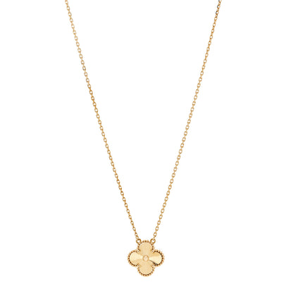 Van Cleef & Arpels 18K Yellow Gold Guilloche Vintage Alhambra Pendant Necklace 1 of 6