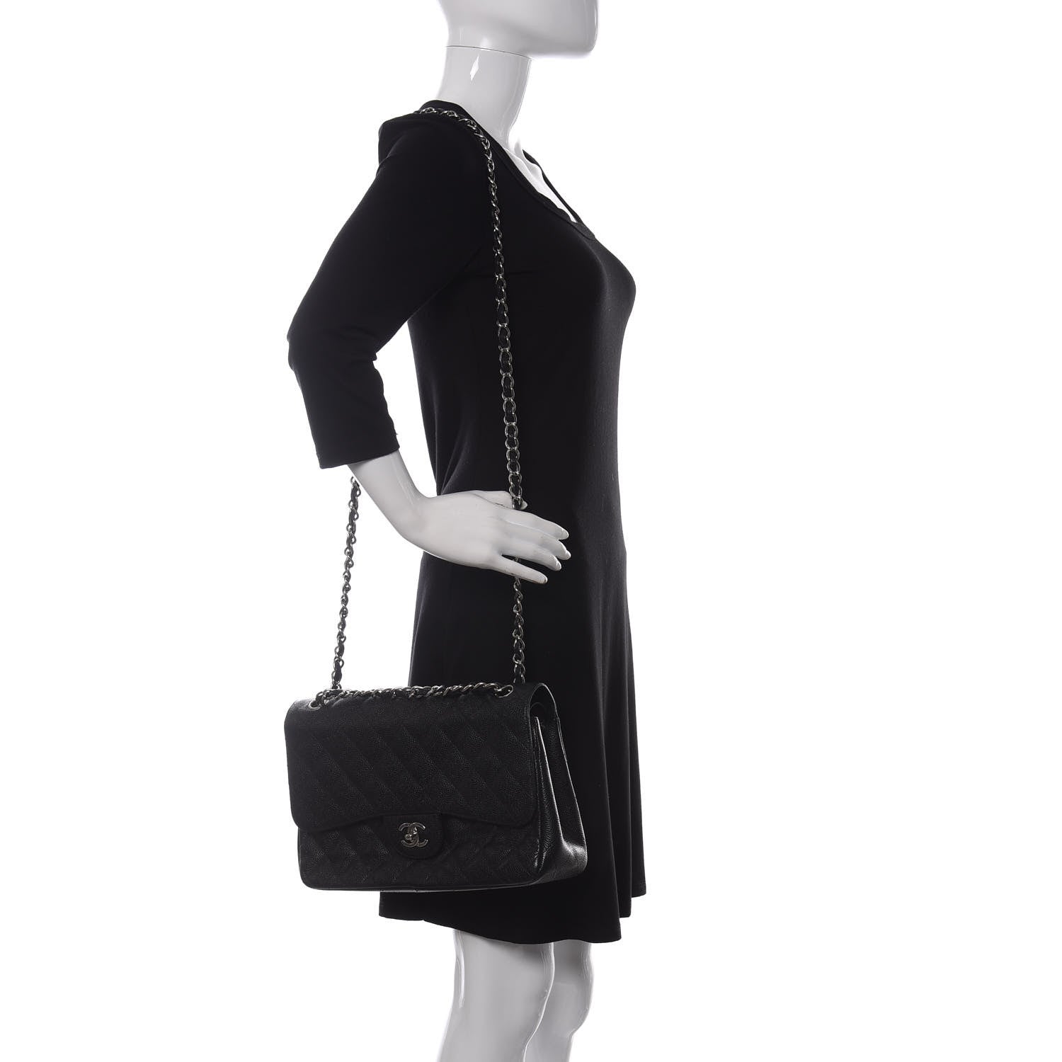 Chanel Caviar Quilted Jumbo Double Flap Black 3 of 11