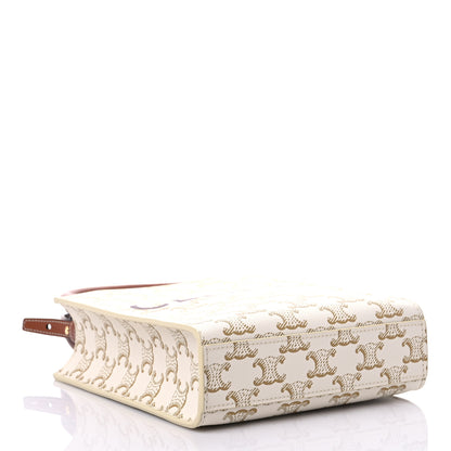 Celine Triomphe Canvas Calfskin Mini Vertical Cabas White 4 of 8