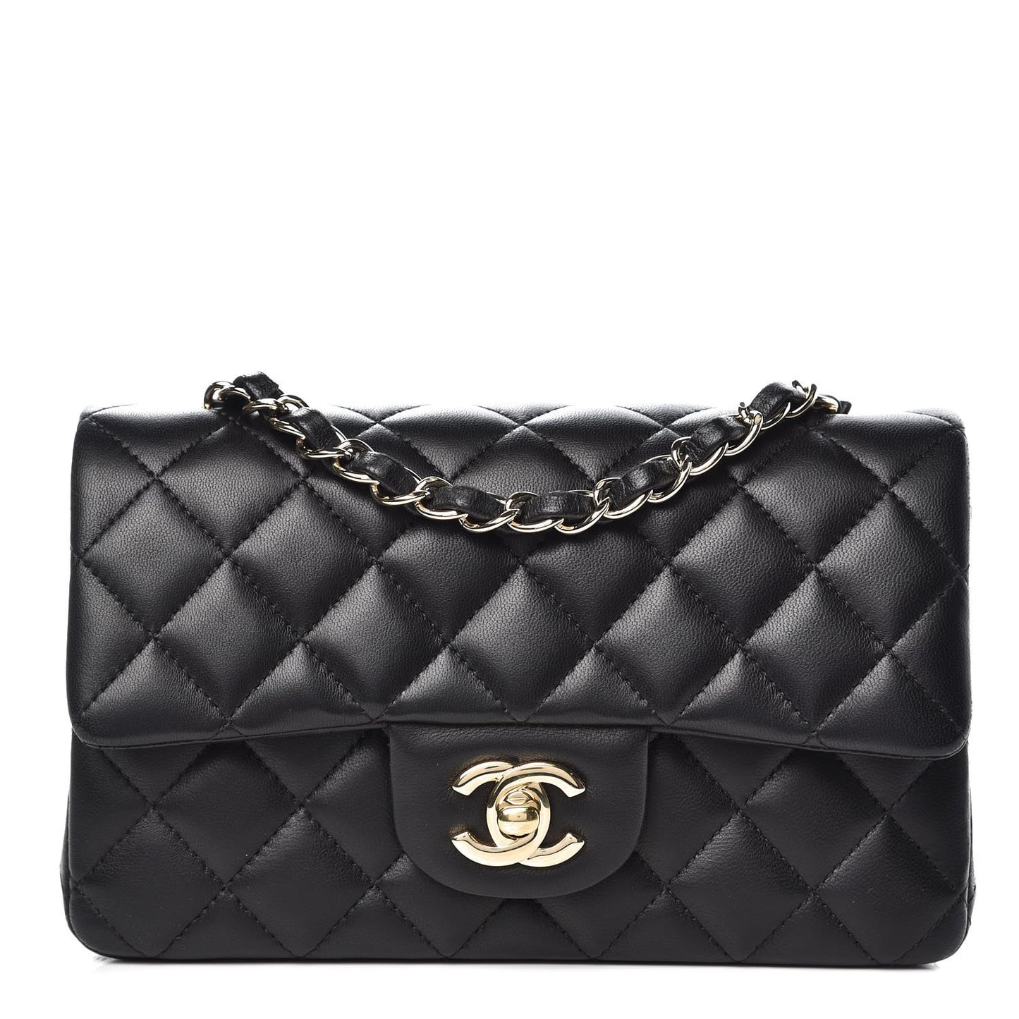 Lambskin Quilted Mini Rectangular Flap Black
