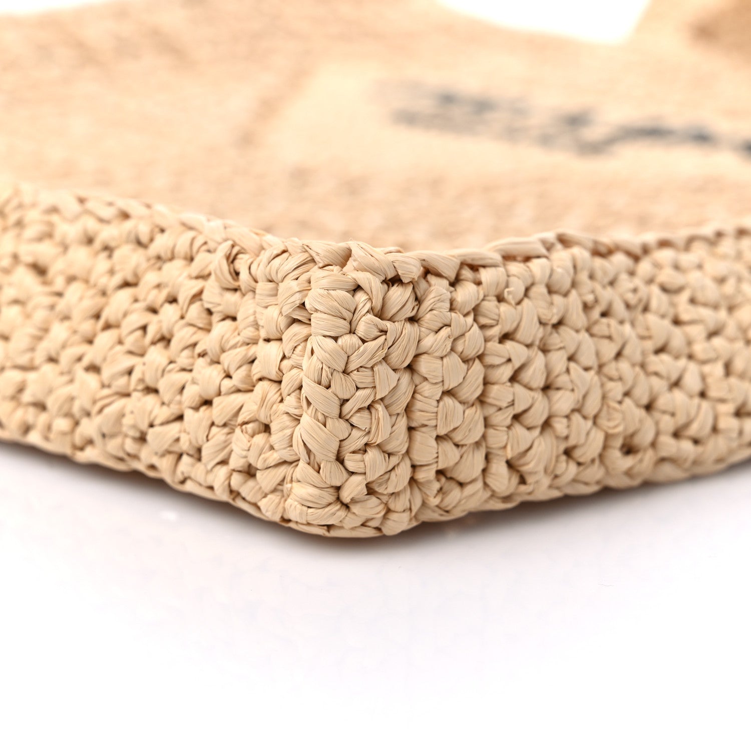 Prada Yarn Raffia Effect Crochet Logo Embroidered Tote Bag Naturale 8 of 8