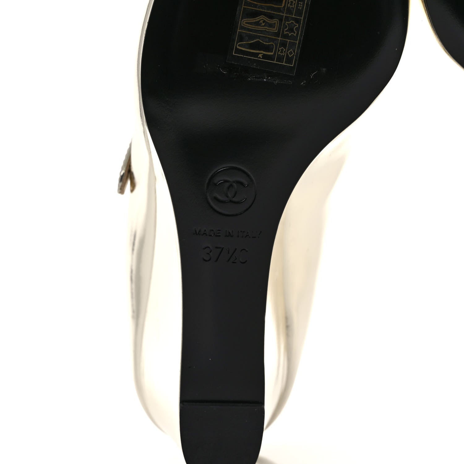 Chanel Laminated Calfskin Grosgrain Cap Toe CC Pointed Toe Wedge Pumps 37.5 Gold Black 6 of 8
