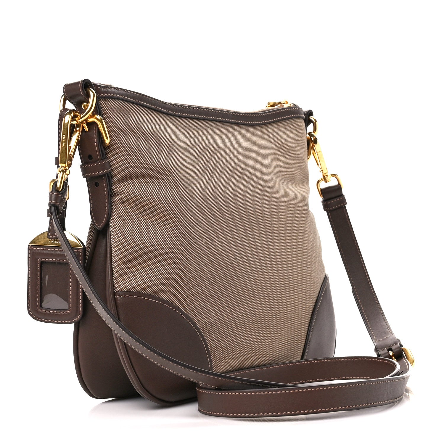 Prada Jacquard Logo Small Flat Messenger Bag Corda Bruciato 4 of 12