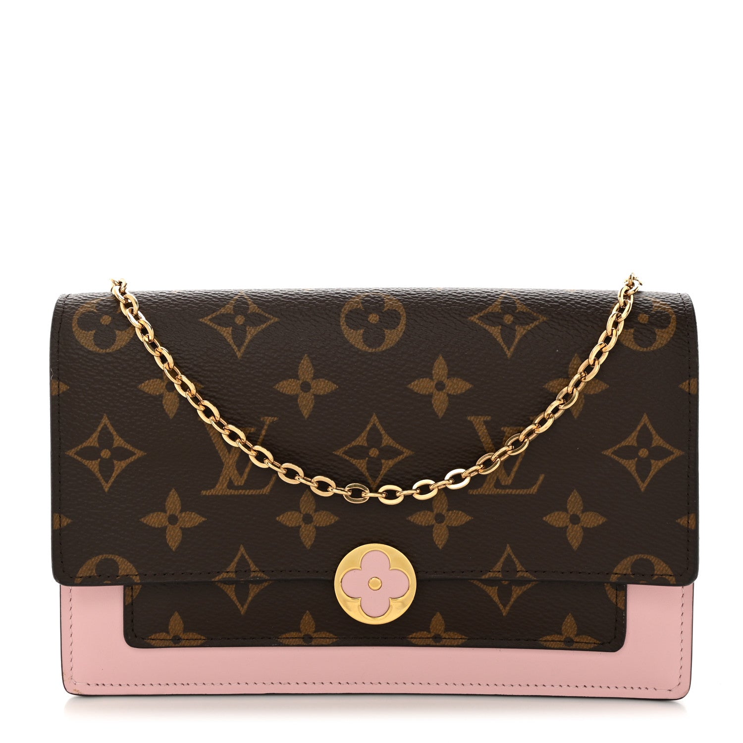 Louis Vuitton Monogram Flore Chain Wallet Rose Ballerine 1 of 9