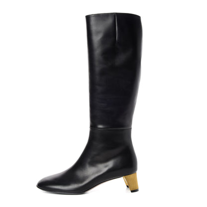 Gucci Calfskin Knee High Crystal Boots 39.5 Black 1 of 10