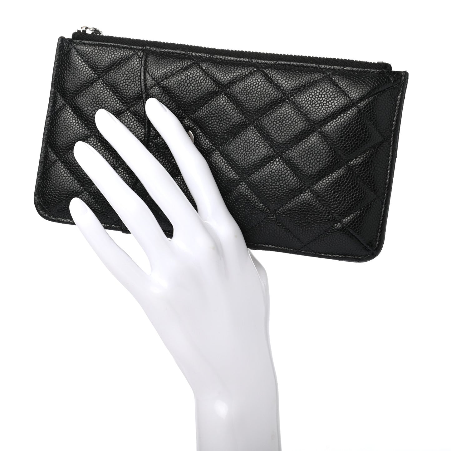 Caviar Quilted Classic Flat Wallet Pouch Black