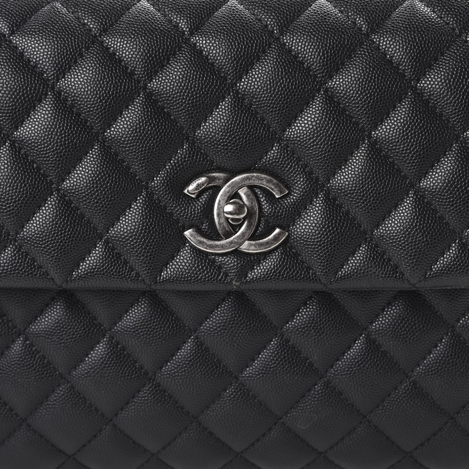 Chanel Caviar Lizard Quilted Medium Coco Handle Flap Black 10 of 11