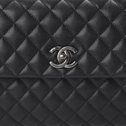 Chanel Caviar Lizard Quilted Medium Coco Handle Flap Black 10 of 11