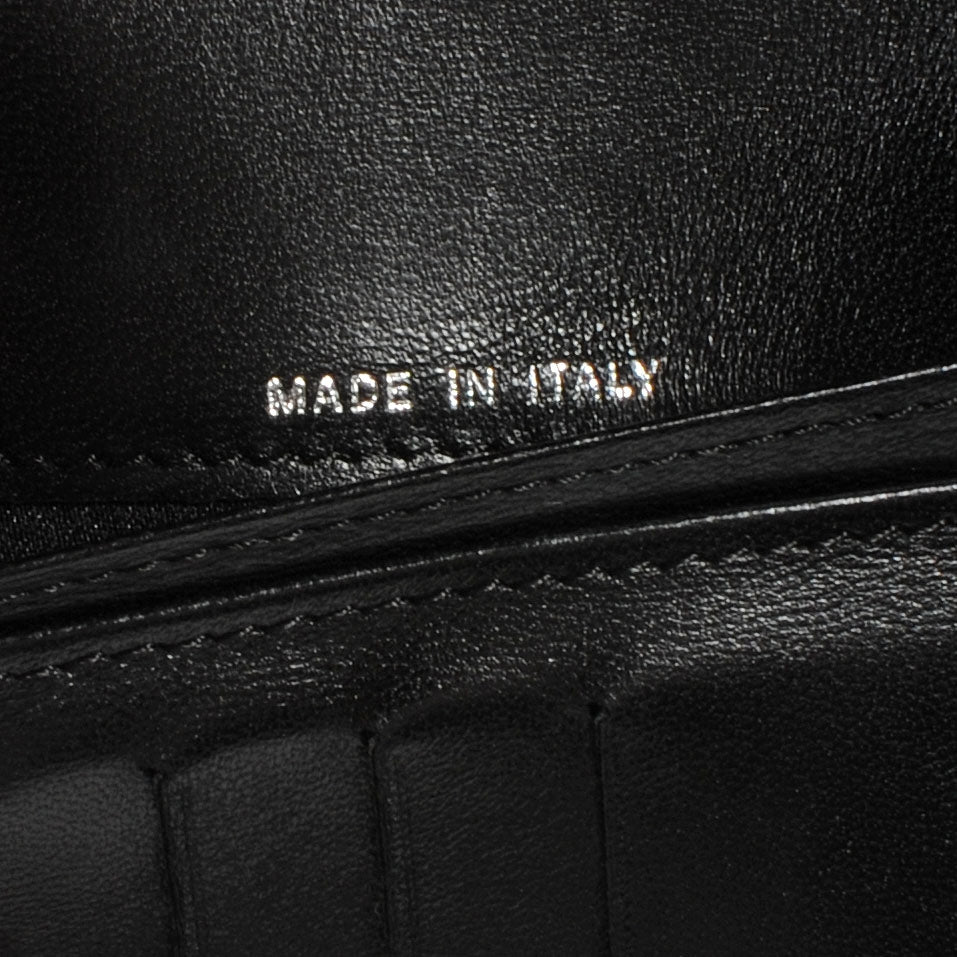 Patent Calfskin Lucky Symbols Yen Wallet Black