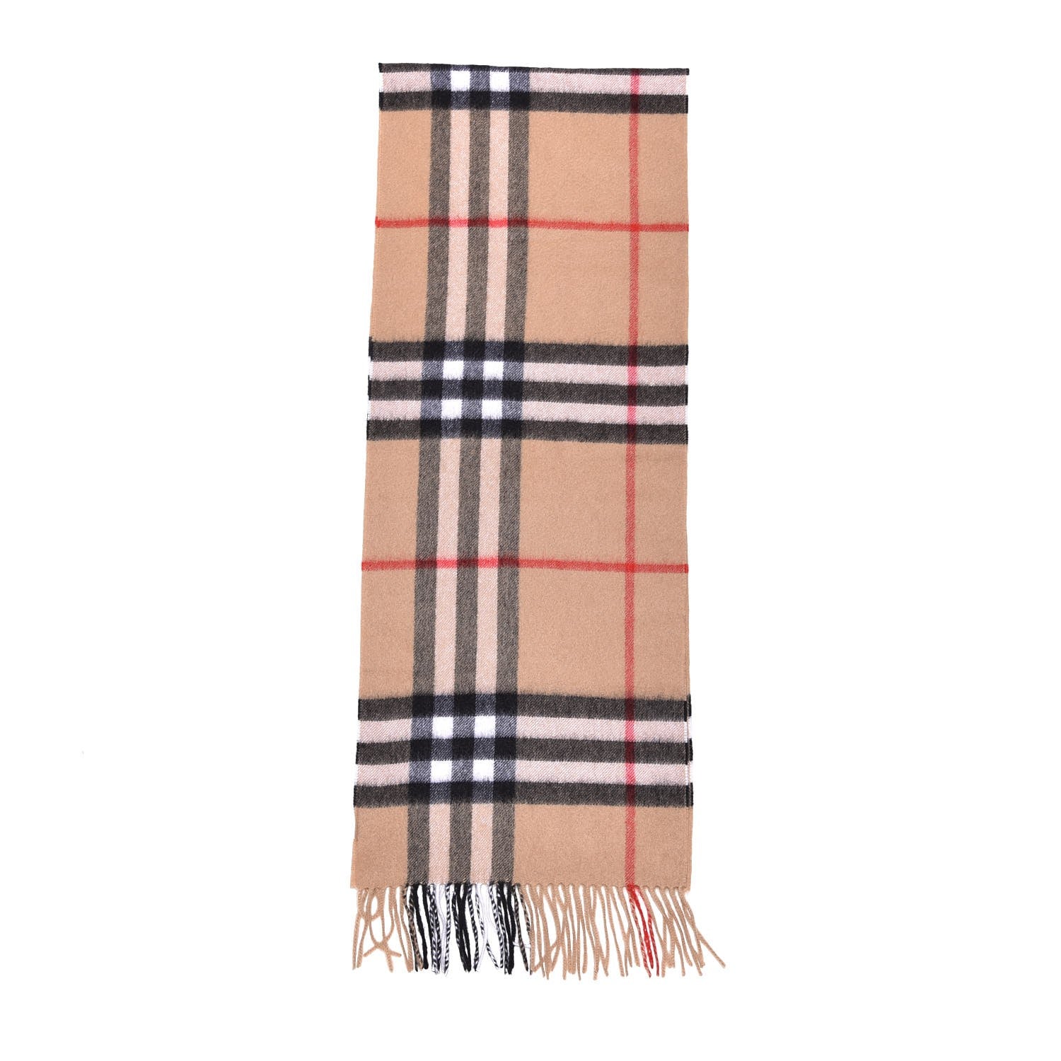Burberry Cashmere Giant Check Fringe Scarf Camel 3 of 5