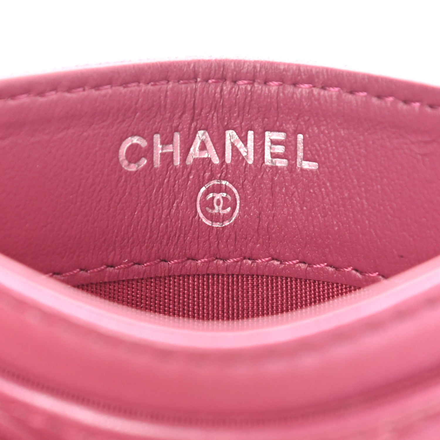 Chanel Lambskin Camellia Embossed Card Holder Fuchsia 6 of 9