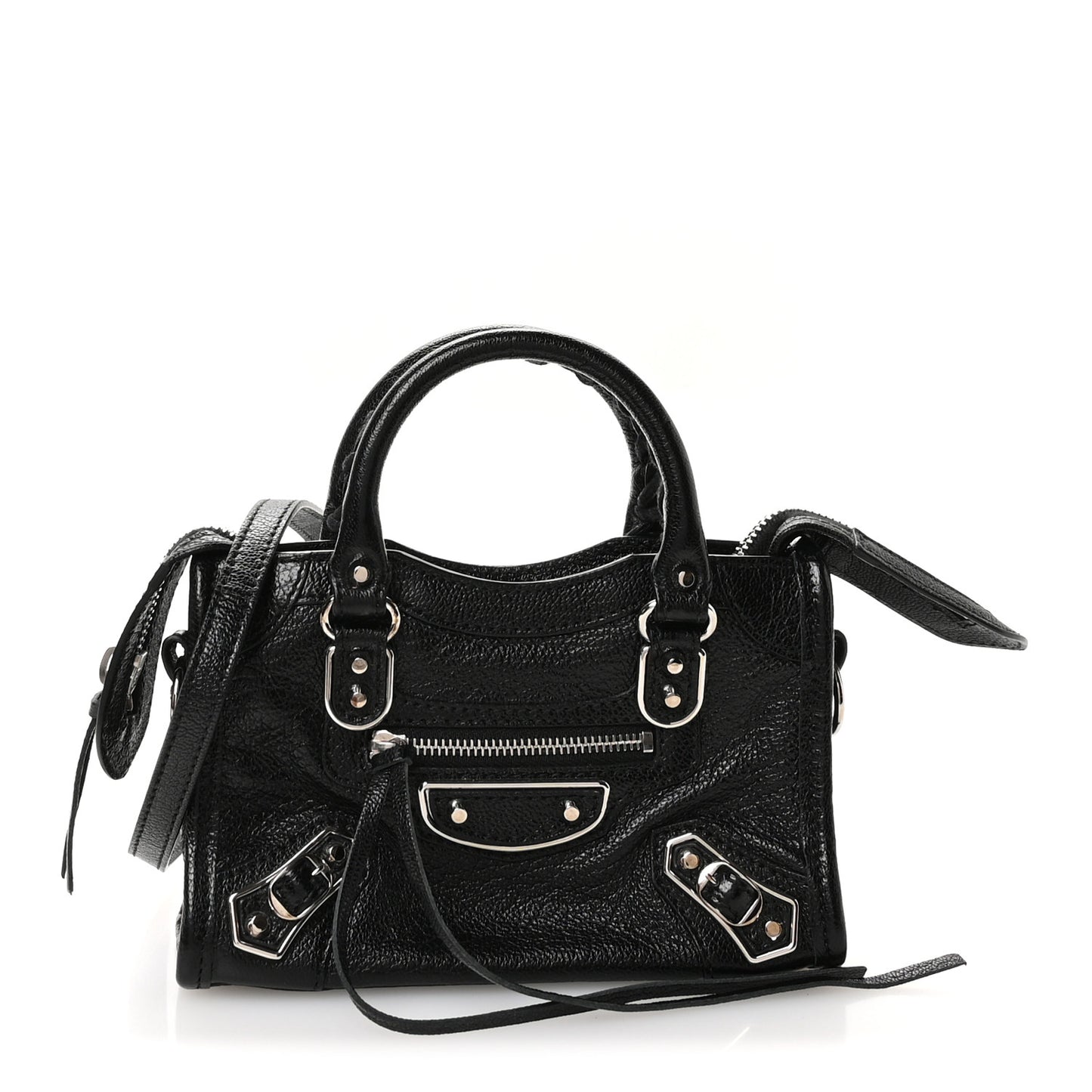 Chevre Silver Metallic Edge Hardware Nano City Black
