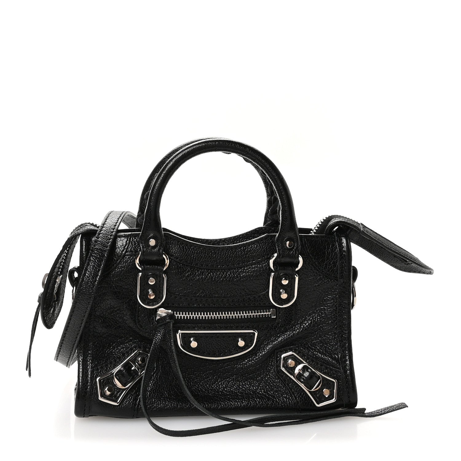 Balenciaga Chevre Silver Metallic Edge Hardware Nano City Black 1 of 11