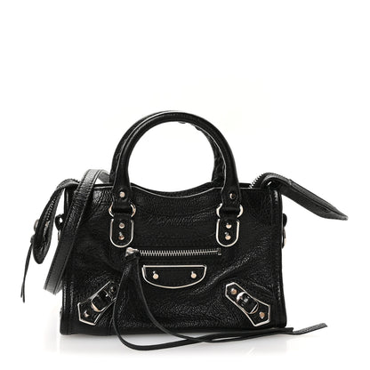 Balenciaga Chevre Silver Metallic Edge Hardware Nano City Black 1 of 11