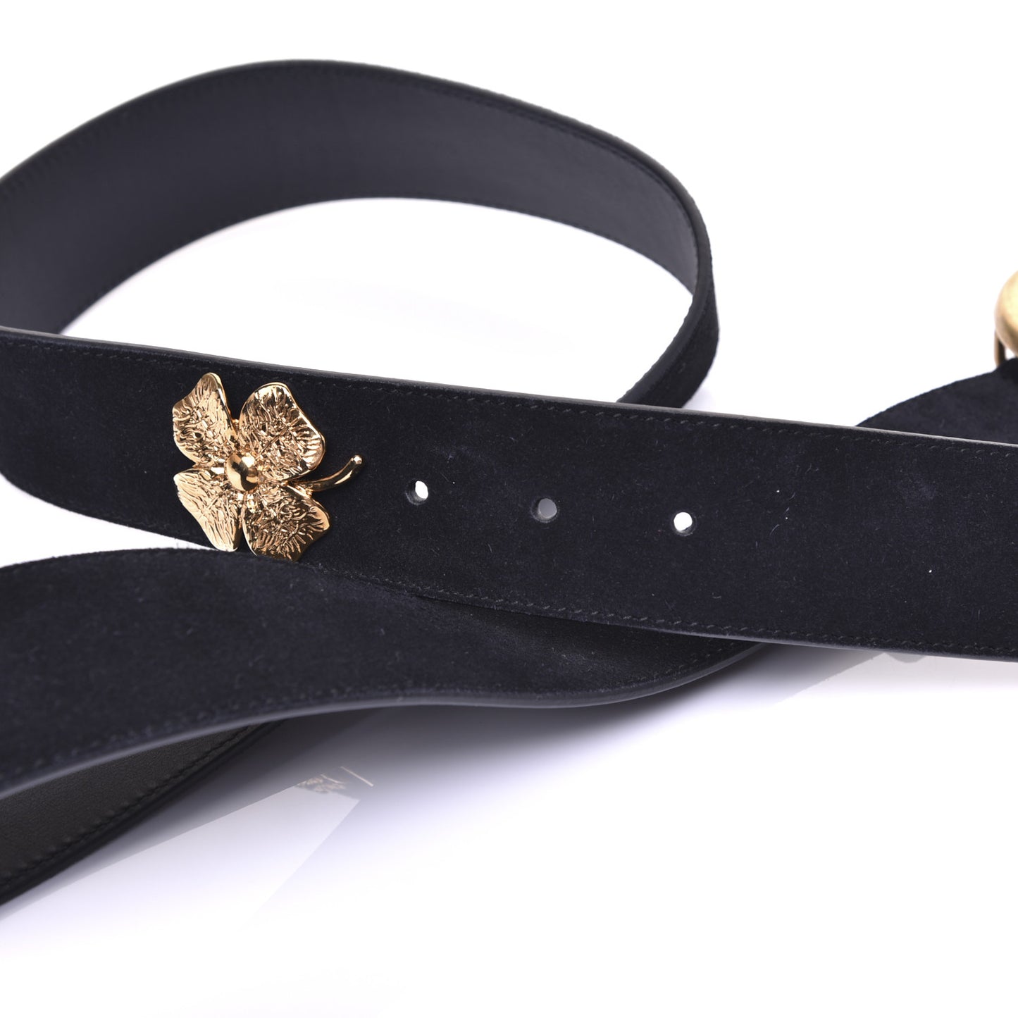 Suede GG Marmont Clover Belt 100 40 Black