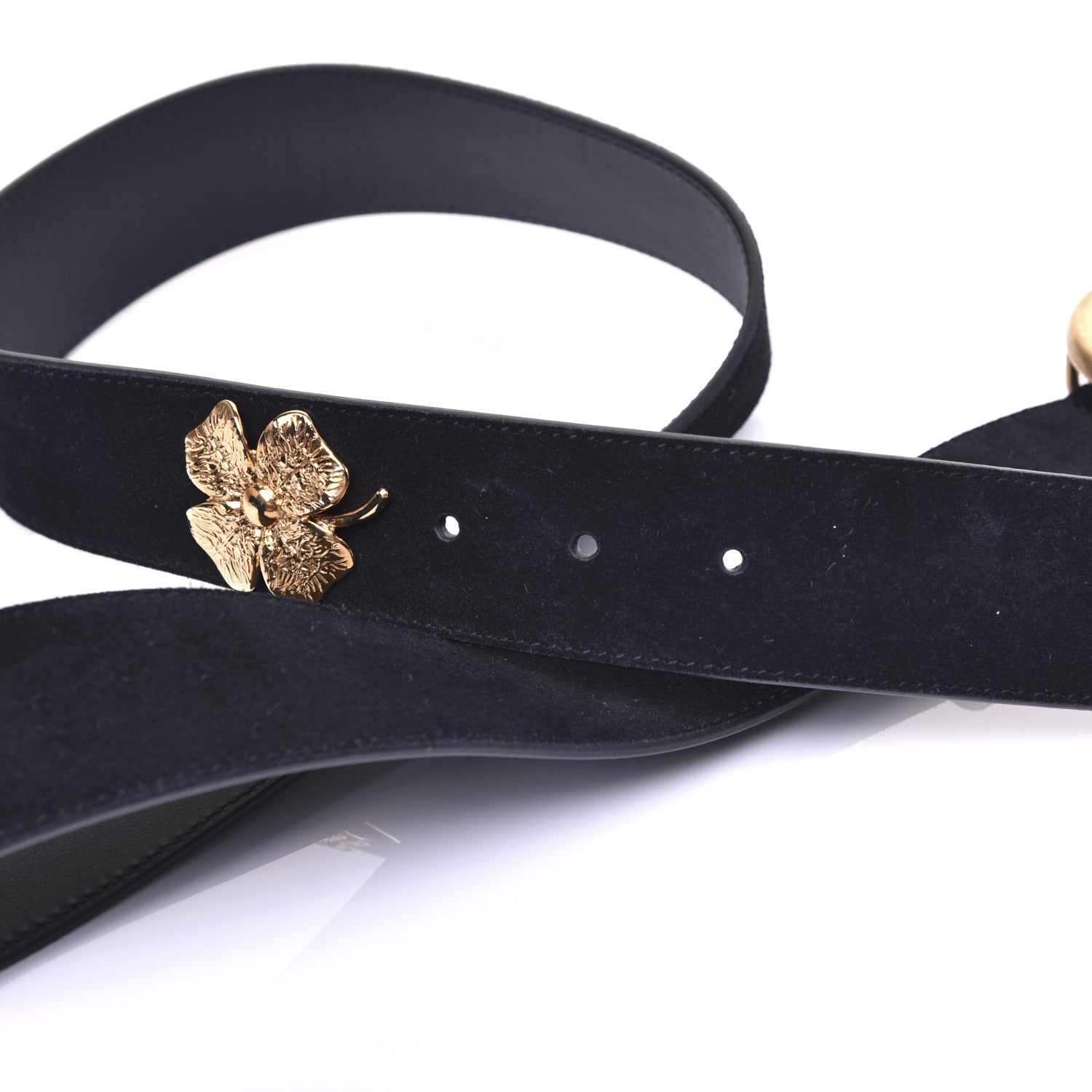 Gucci Suede GG Marmont Clover Belt 100 40 Black 9 of 9