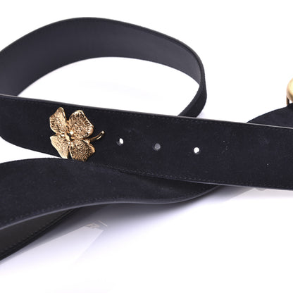 Gucci Suede GG Marmont Clover Belt 100 40 Black 9 of 9