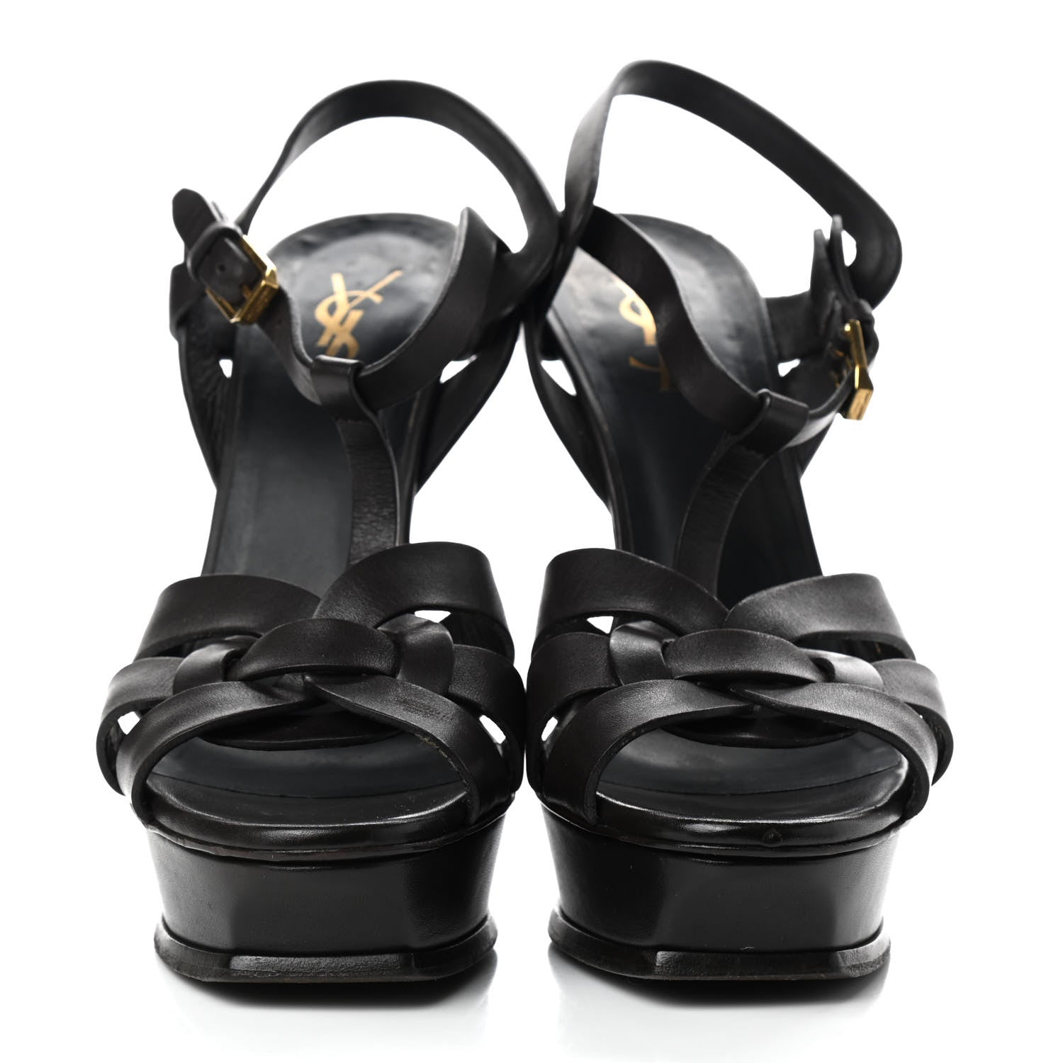 Saint Laurent Calfskin Tribute 105 Platform Sandals 39 Black 2 of 10